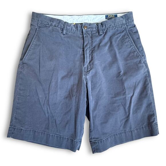 Polo Ralph Lauren Stretch Classic Fit Chino Shorts Navy Blue Preppy Norm Mens 32 - Picture 1 of 8